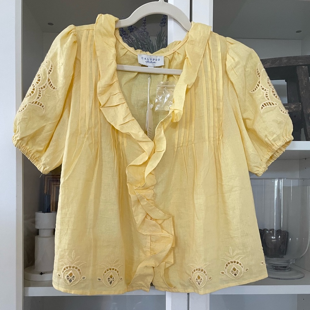 NWT Calypso St Barth yellow ruffle top